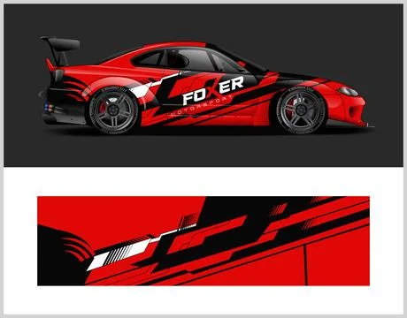 Racing car wrap design vector for premium vehicle vinyl sticker Stock Illustration