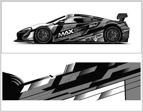 Racing car wrap design vector for premium vehicle vinyl sticker Stock Illustration