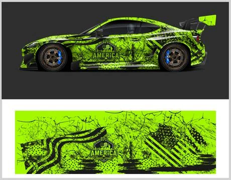 Racing car wrap design vector for premium vehicle vinyl sticker Stock Illustration