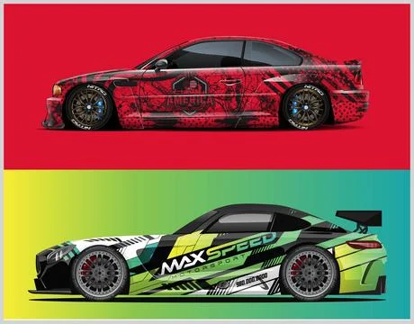 Racing car wrap design vector for premium vehicle vinyl sticker Stock-Illustration