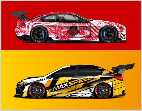Racing car wrap design vector for premium vehicle vinyl sticker Stock Illustration