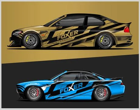 Racing car wrap design vector for premium vehicle vinyl sticker Stock Illustration