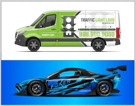 Racing car wrap design vector for premium vehicle vinyl sticker Stock Illustration