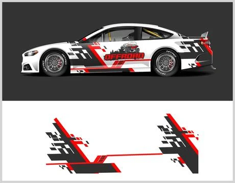 Racing car wrap design vector for premium vehicle vinyl sticker Stock Illustration