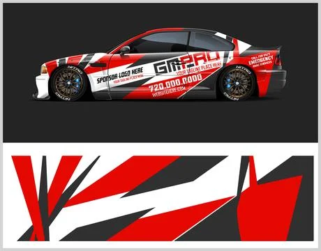 Racing car wrap design vector for premium vehicle vinyl sticker Stock Illustration