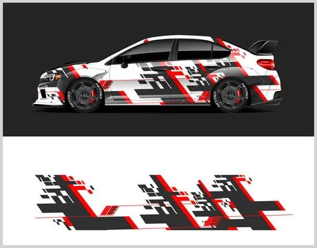 Racing car wrap design vector for premium vehicle vinyl sticker Stock Illustration