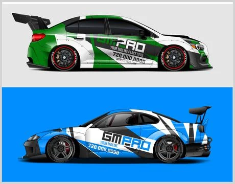 Racing car wrap design vector for premium vehicle vinyl sticker Stock Illustration