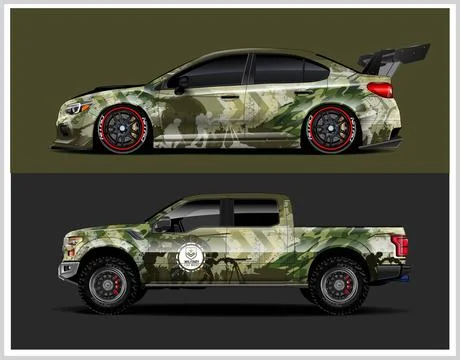 Racing car wrap design vector for premium vehicle vinyl sticker Stock Illustration