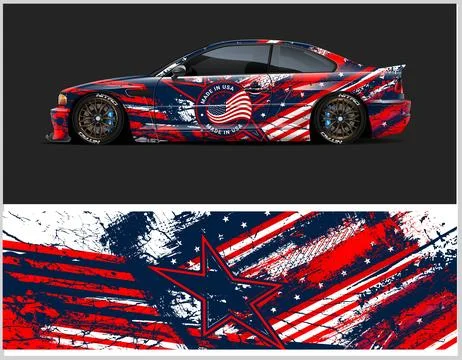 Racing car wrap design vector for premium vehicle vinyl sticker Stock Illustration