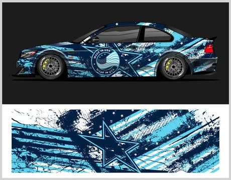 Racing car wrap design vector for premium vehicle vinyl sticker Stock-Illustration