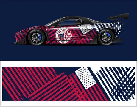 Racing car wrap design vector for premium vehicle vinyl sticker Stock Illustration
