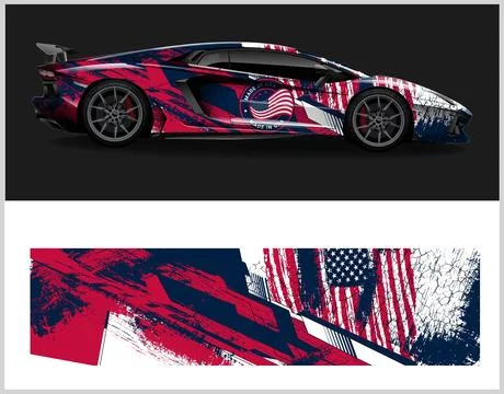 Racing car wrap design vector for premium vehicle vinyl sticker Stock Illustration