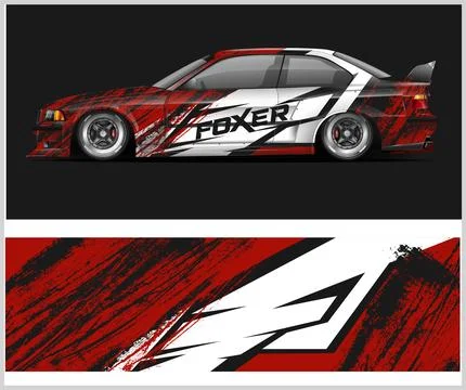 Racing car wrap design vector for premium vehicle vinyl sticker Stock Illustration