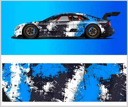 Racing car wrap design vector for premium vehicle vinyl sticker Stock Illustration