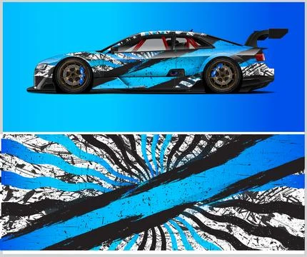 Racing car wrap design vector for premium vehicle vinyl sticker Stock Illustration
