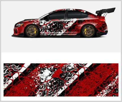 Racing car wrap design vector with Old rusty metal plate Stock Illustration