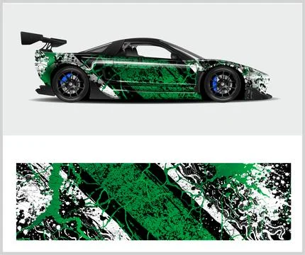 Racing car wrap design vector with Old rusty metal plate Stock Illustration