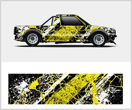 Racing car wrap design vector with Old rusty metal plate イラスト素材