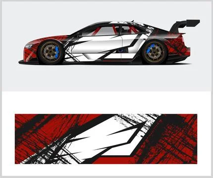 Racing car wrap design vector with Old rusty metal plate Stock-Illustration
