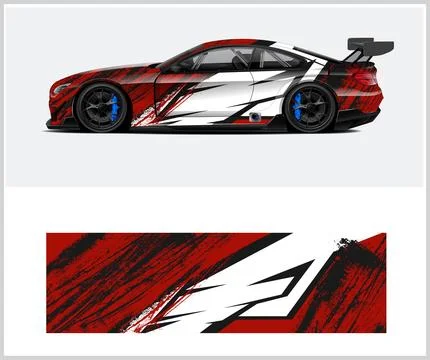 Racing car wrap design vector with Old rusty metal plate Stock Illustration