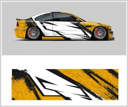 Racing car wrap design vector with Old rusty metal plate Stock Illustration