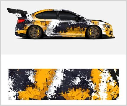 Racing car wrap design vector with Old rusty metal plate イラスト素材
