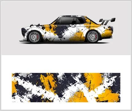 Racing car wrap design vector with Old rusty metal plate Stock-Illustration