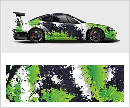 Racing car wrap design vector with Old rusty metal plate Stock Illustration