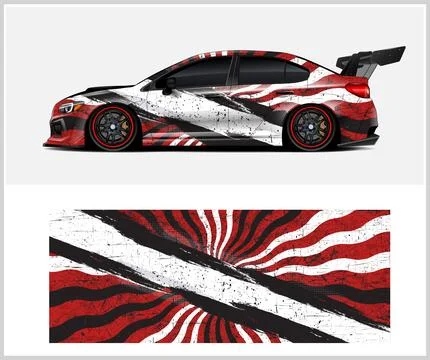 Racing car wrap design vector with Old rusty metal plate Stock-Illustration