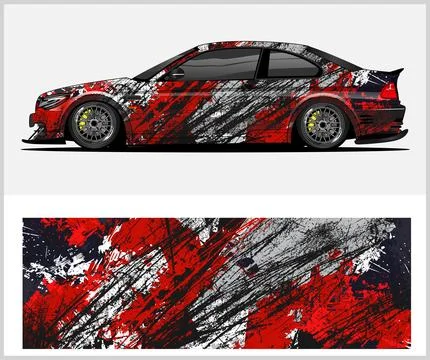 Racing car wrap design vector with Old rusty metal plate Stock Illustration