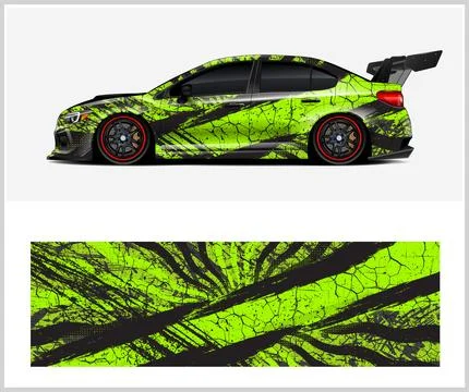 Racing car wrap design vector with Old rusty metal plate Stock Illustration