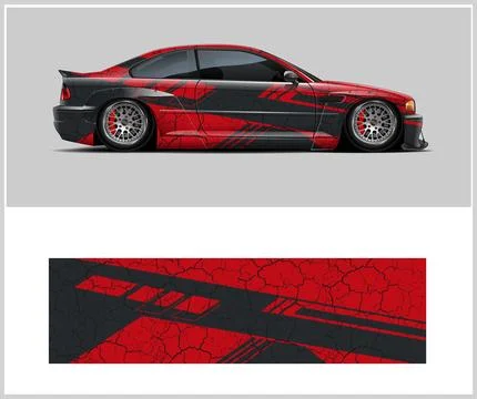 Racing car wrap design vector with Old rusty metal plate Stock Illustration