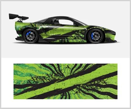 Racing car wrap design vector with Old rusty metal plate Stock Illustration