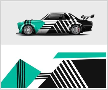 Racing car wrap design vector with Old rusty metal plate Stock Illustration