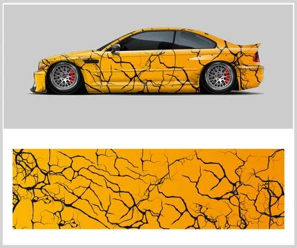 Racing car wrap design vector with Old rusty metal plate Stock Illustration