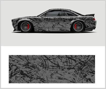 Racing car wrap design vector with Old rusty metal plate Stock Illustration