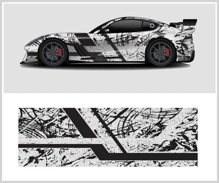 Racing car wrap design vector with Old rusty metal plate Stock-Illustration