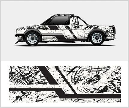 Racing car wrap design vector with Old rusty metal plate Stock Illustration
