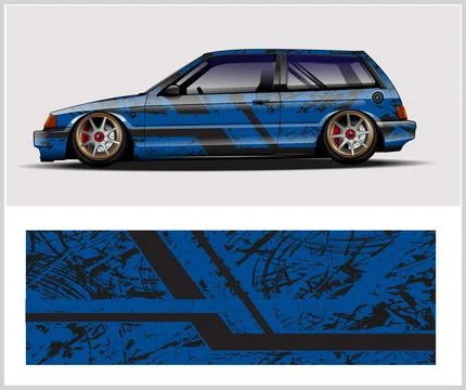 Racing car wrap design vector with Old rusty metal plate Stock Illustration
