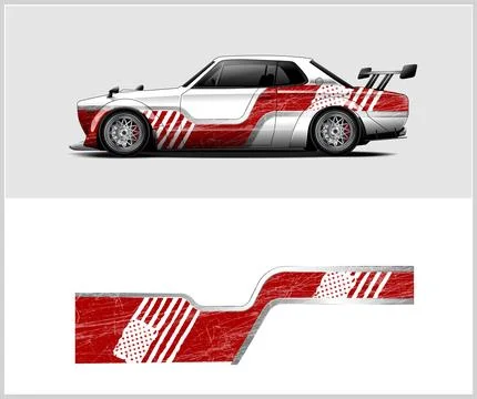 Racing car wrap design vector with Old rusty metal plate Stock Illustration
