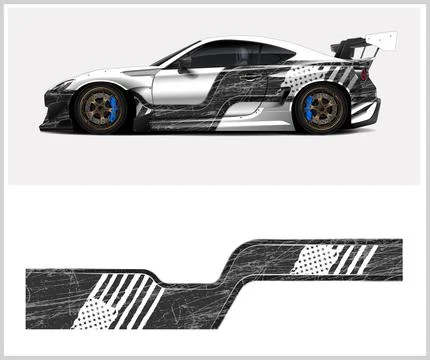 Racing car wrap design vector with Old rusty metal plate Stock Illustration