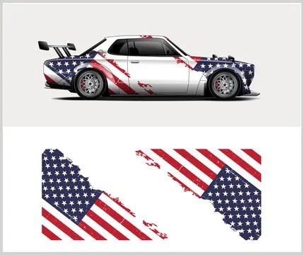 Racing car wrap design vector with Old rusty metal plate Illustrazione stock
