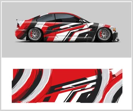 Racing car wrap design vector with Old rusty metal plate Stock Illustration