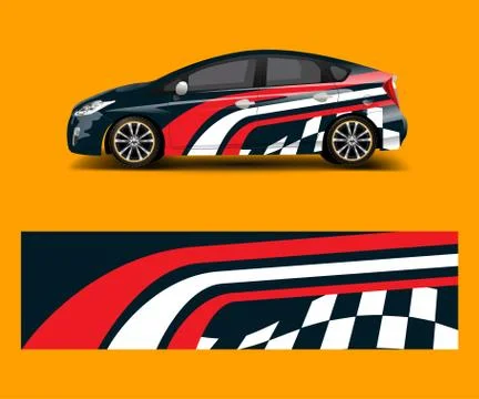 Racing car wrap with simple abstract stripe shapes for Company. Sport car rac Иллюстрация