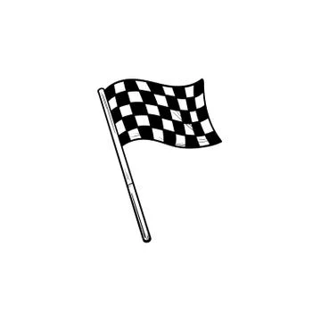 Racing checkered flag hand drawn outline doodle icon. Stock Illustration