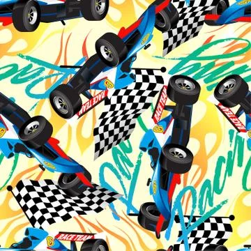 Racing with checkered flag seamless pattern Stock Illustration