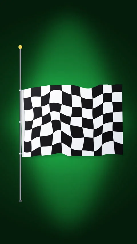 Racing checkered flag waving loop on dark green background Stock Footage 347062274