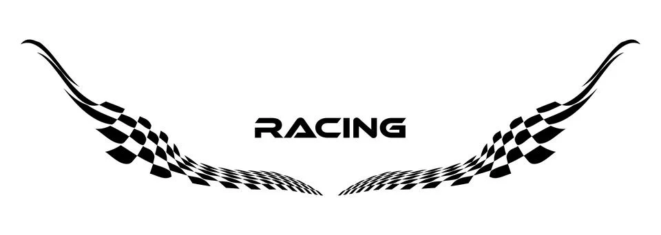 Racing checkered speed line flag design. Black abstract racing wings concept on Stock Illustration