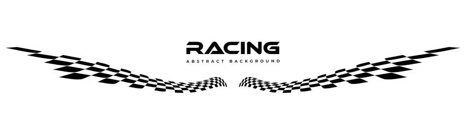 Racing checkered speed line flag design. Black abstract racing wings concept. Stock Illustration