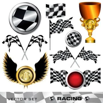 Racing checkered symbol set, vector illustration Stock Illustration